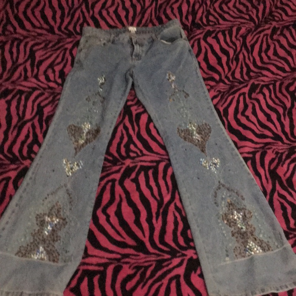Bead embellished jeans